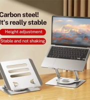 360 Rotating Laptop & Tab Stand for Desktop/Bed Carbon Steel Model- 4.1