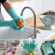 Silicon Dish Washing Kitchen Hand Gloves (Various Colors)