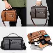 Men & Women Pu Leather Shoulder Bag (Brown Shape)