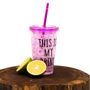 Juice Mug Ice Crushed Designed With Straw- 2 Pcs